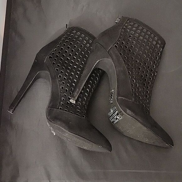 FOREVER 21 SUEDE POINTED TOE ZIPPER CLOSURE CUTOUT DESIGN WOMEN"S SANDAL G1 - Picture 13 of 16